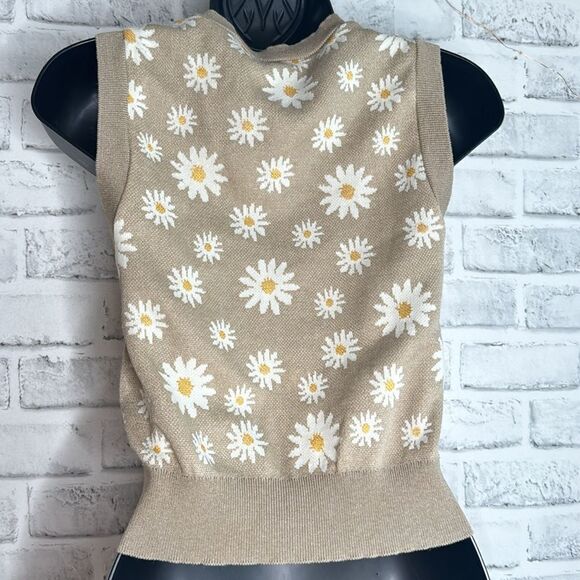 Mango MNG Daisy Floral Sweater Vest Size XS - Picture 3 of 4